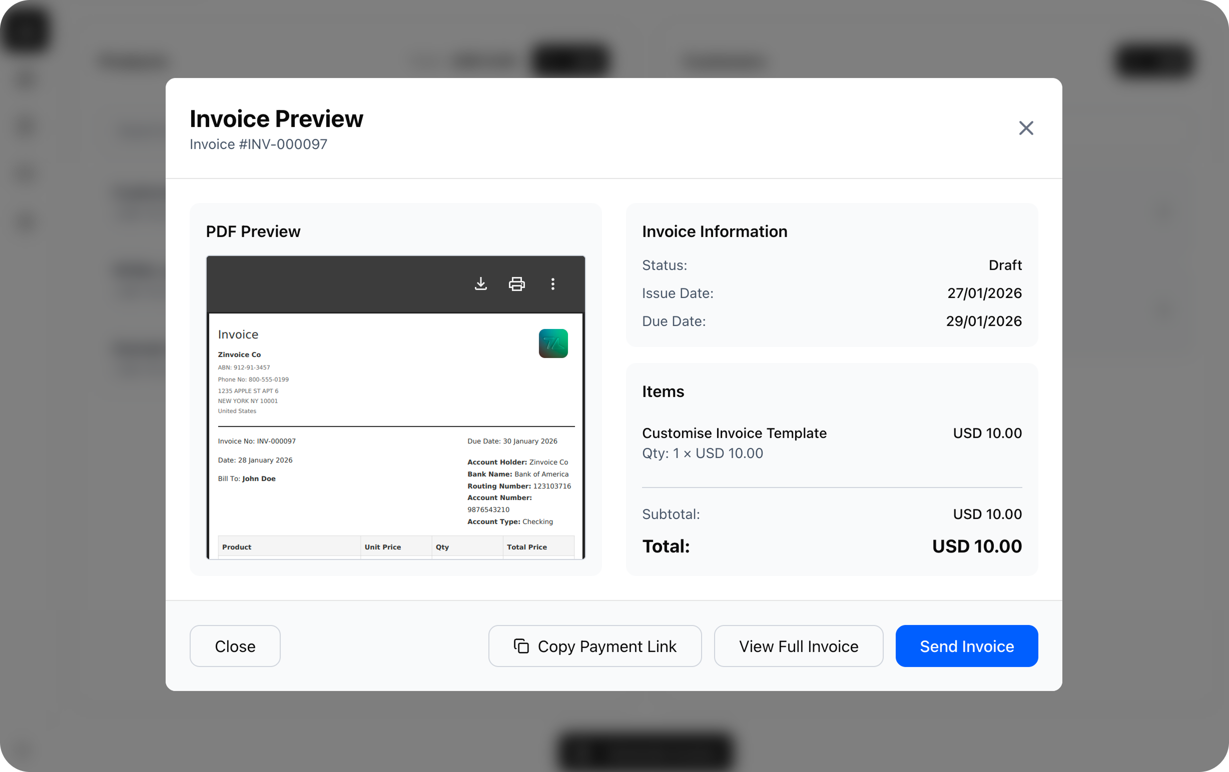 Invoice Preview Demo